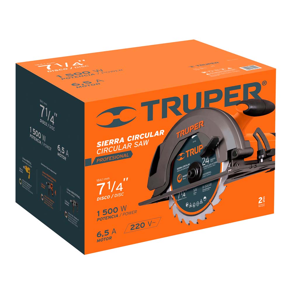 Sierra Circular Truper Profesional de 7-1/4"