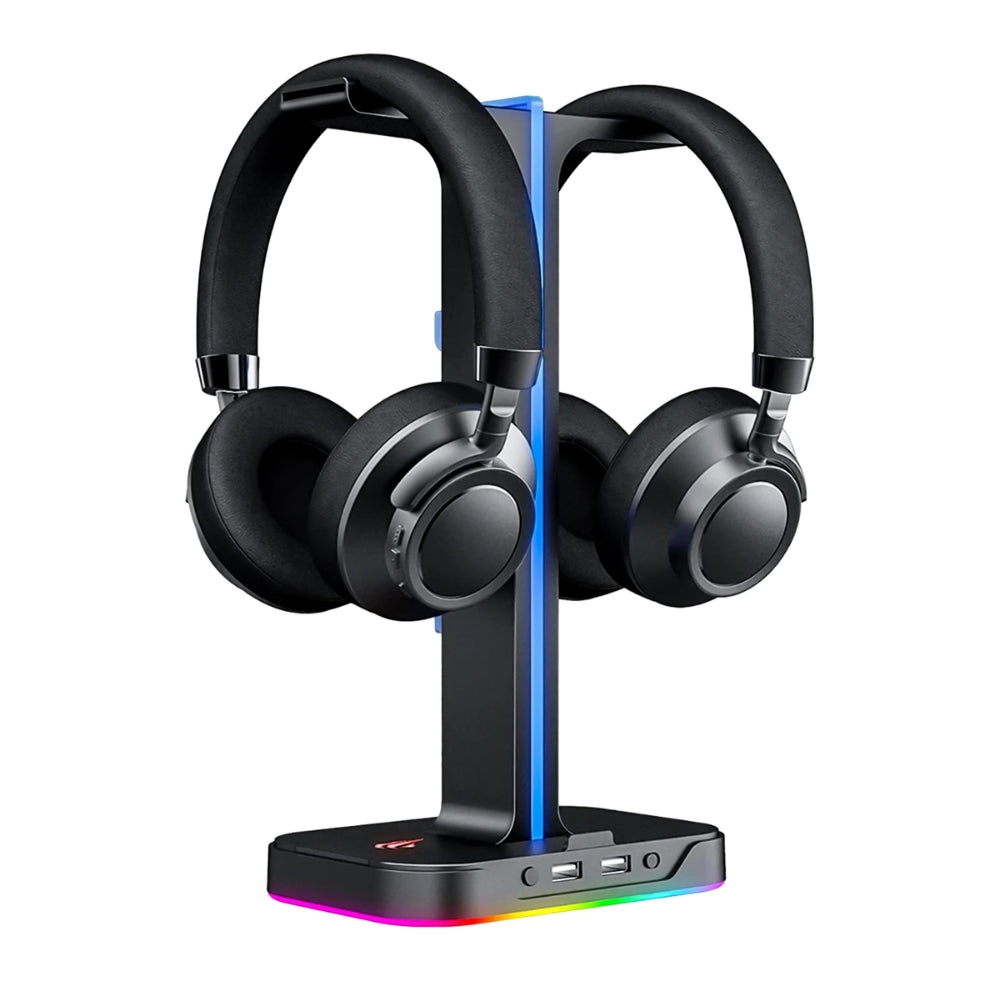 Soporte para Audifonos Havit RGB con 2 Puertos USB 2.0 Diseño Ergonomico con organizador de Cables TH650