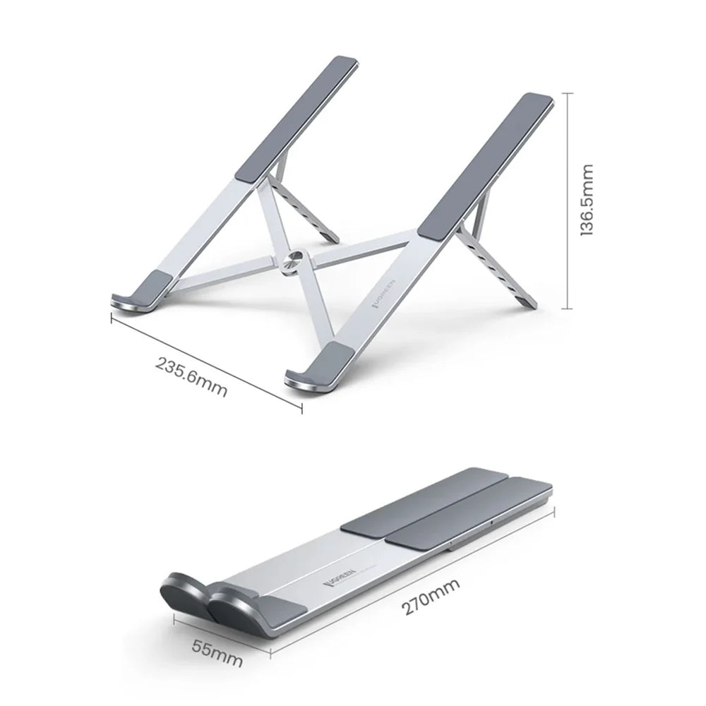 Soporte para Laptop Ugreen de Aluminio Diseño Ergonomico y Plegable soporta hasta 17.3" con 5 Alturas Regulables 40289