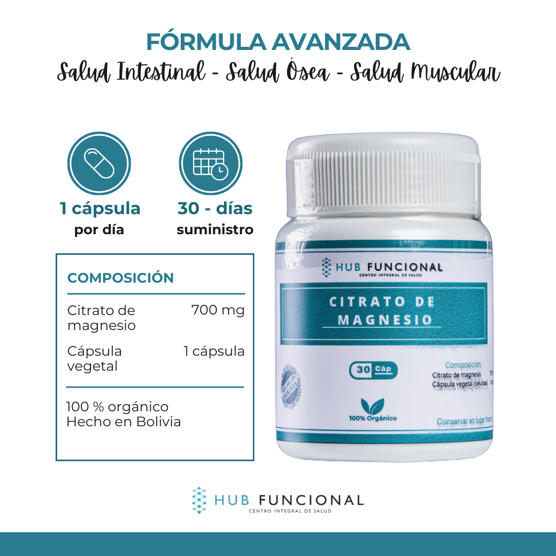 Citrato de Magnesio Suplementación Nutracéutica Hub Funcional