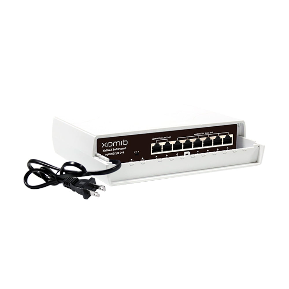 Switch Dimax de 6 Puertos 100Mbps 802.3AF/AT POE hasta 30W por puerto + 2 Enlaces UpLink 100Mbps N065