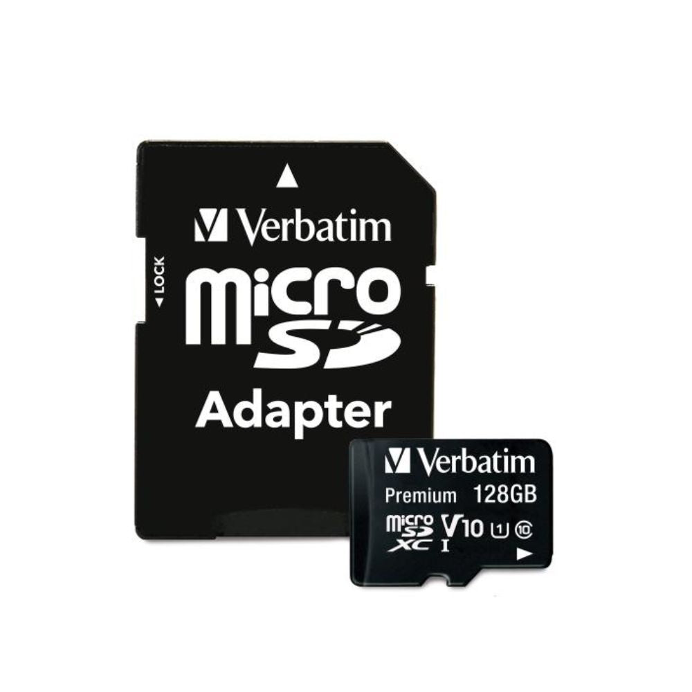 Tarjeta de memoria Verbatim microSDXC Premium de 128 GB con adaptador, UHS-I Clase 10