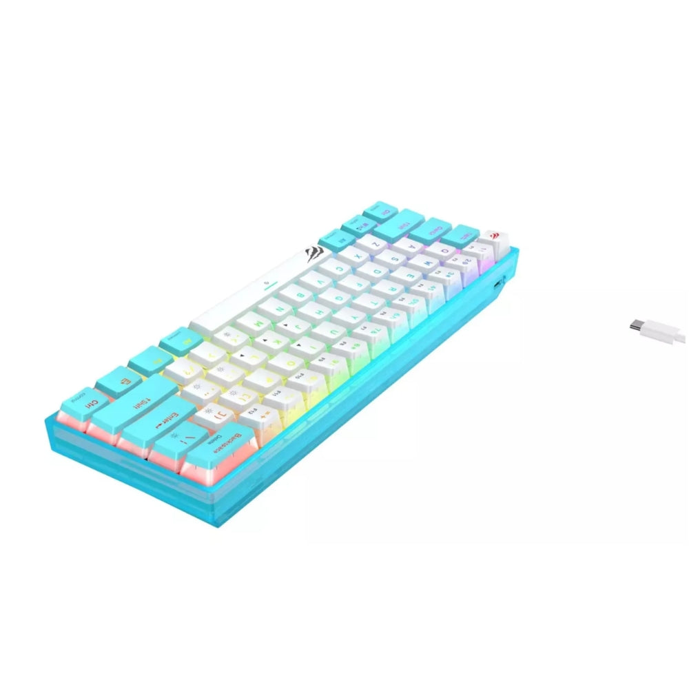 Teclado Havit Gamer RGB de 61 Teclas Conexion USB desmontable color Azul+Blanco KB877L-BLWH