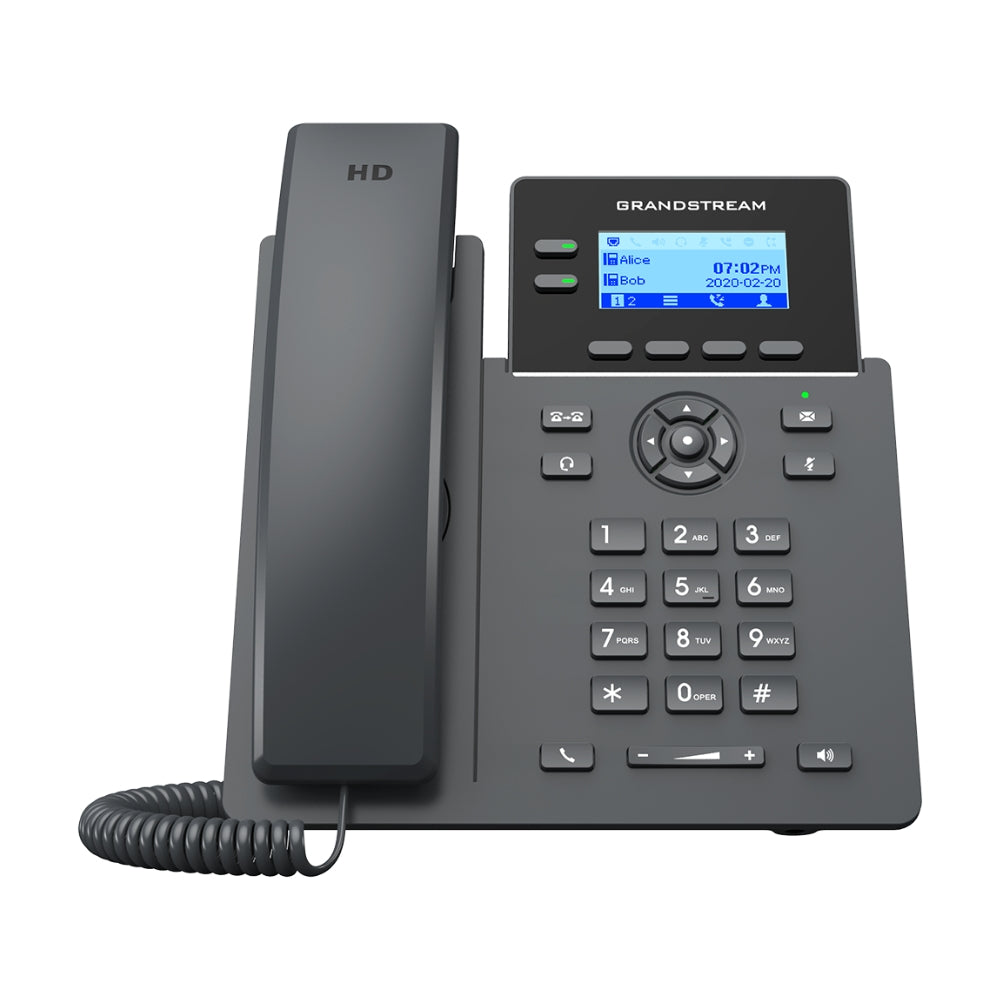 Telefono IP Grandstream 2 Lineas 4 Cuentas SIP 2 Puertos Ethernet Gigabit 802.3AF Pantalla LCD Audio HD Conferencia 5 Vias No Incluye Adaptador GRP2602P