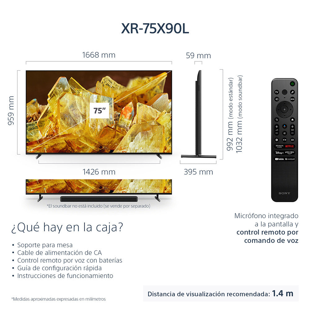 LED 75" Smart Sony 4K Full Array KD-75X90L