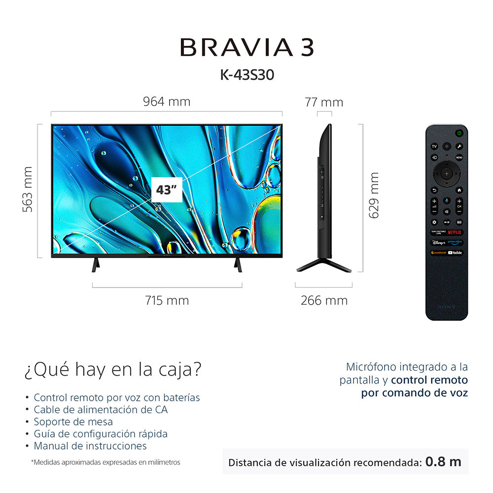LED 43" Smart Sony Bravia 3 4K HDR K-43S30