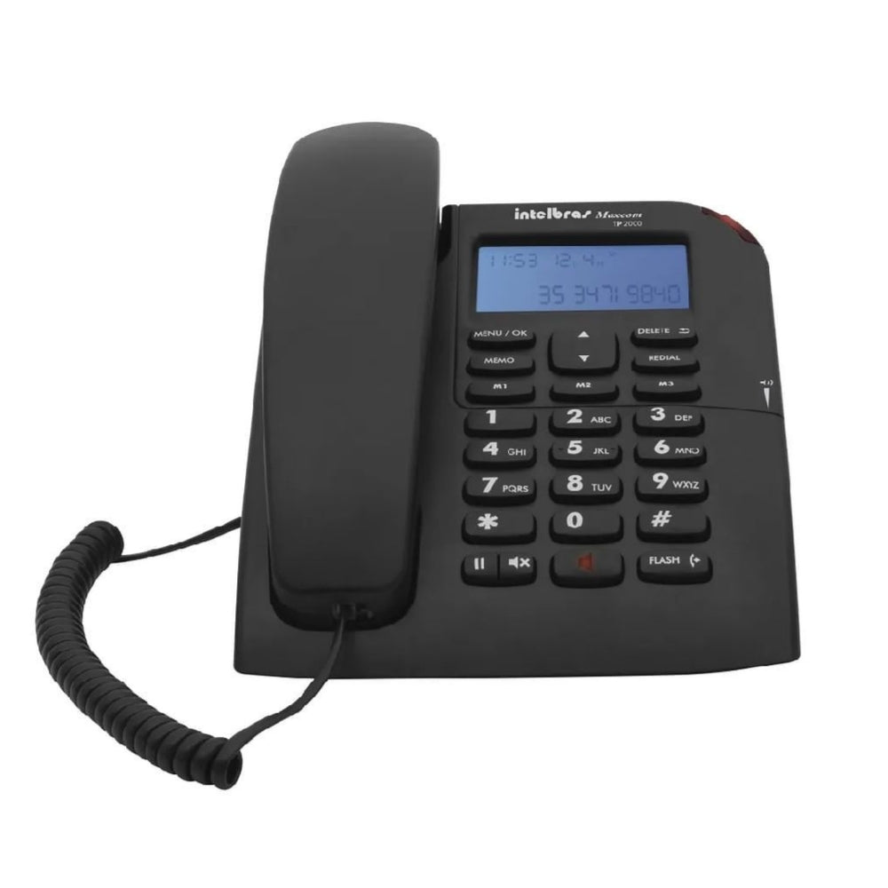 Terminal Intelbras de Porteria TP 2000 Identificador de Llamadas FSK DTMF Instalacion en Mesa o Pared Compatible con CP 112 color Negro 4502000