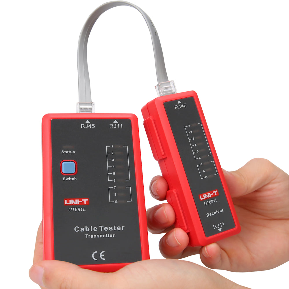 Tester para Cable de Red Uni-t RJ45 y RJ11 Detecta Rotura de Circuito Circuito Abierto y Cruzado UT681L