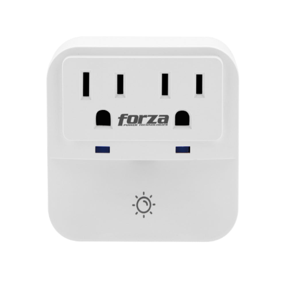 Tomacorriente Forza con Protector de Sobretension 2 tomas con Luz nocturna FWT-201