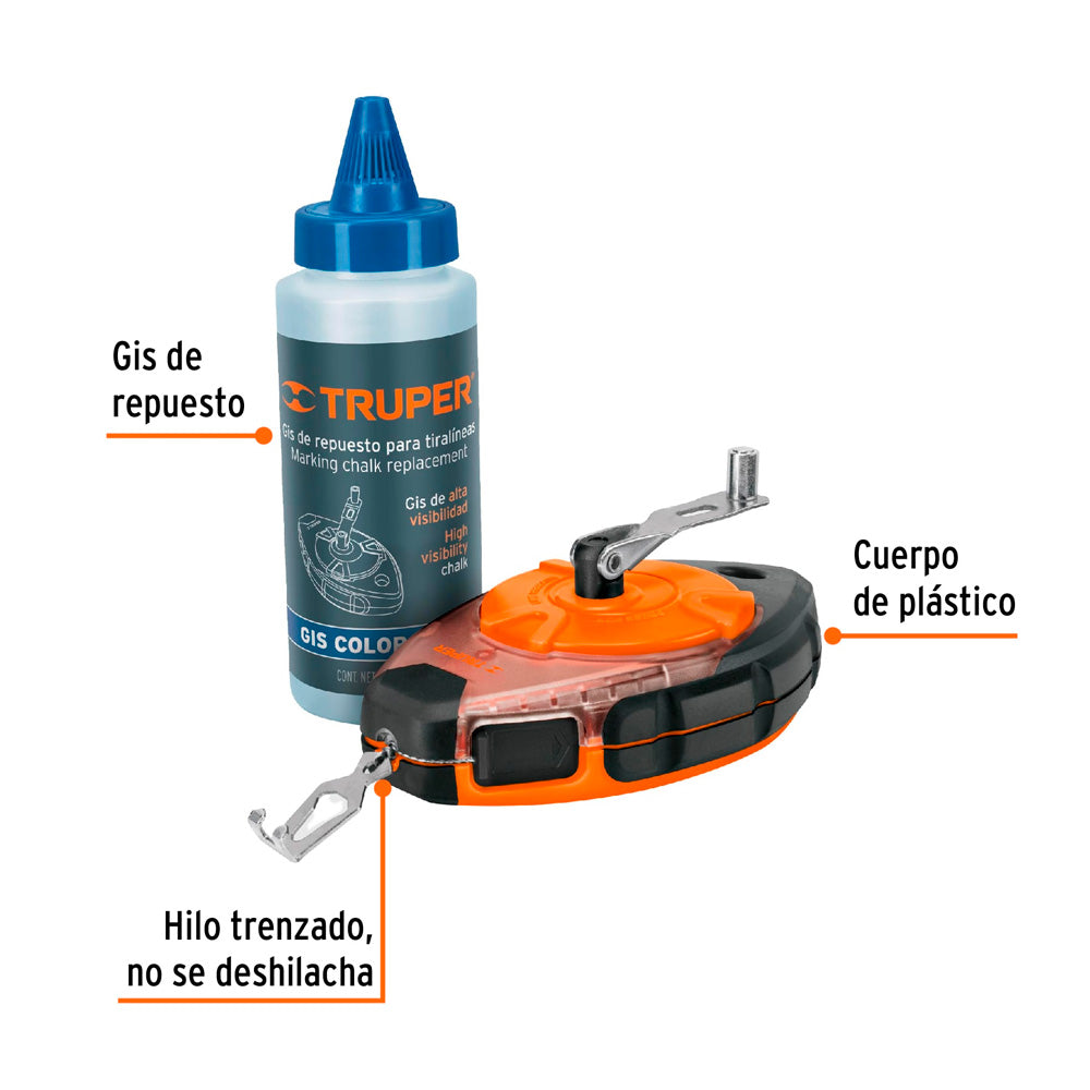 Trazalíneas Truper Profesional Plástico con Gis 30m