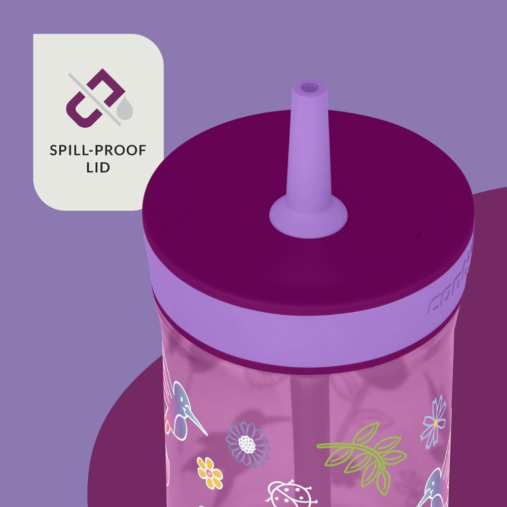 Vaso Contigo Kids Leighton de Plastico Libre de BPA con Bombilla de 14oz 414ml color Grape Tulips 2186410